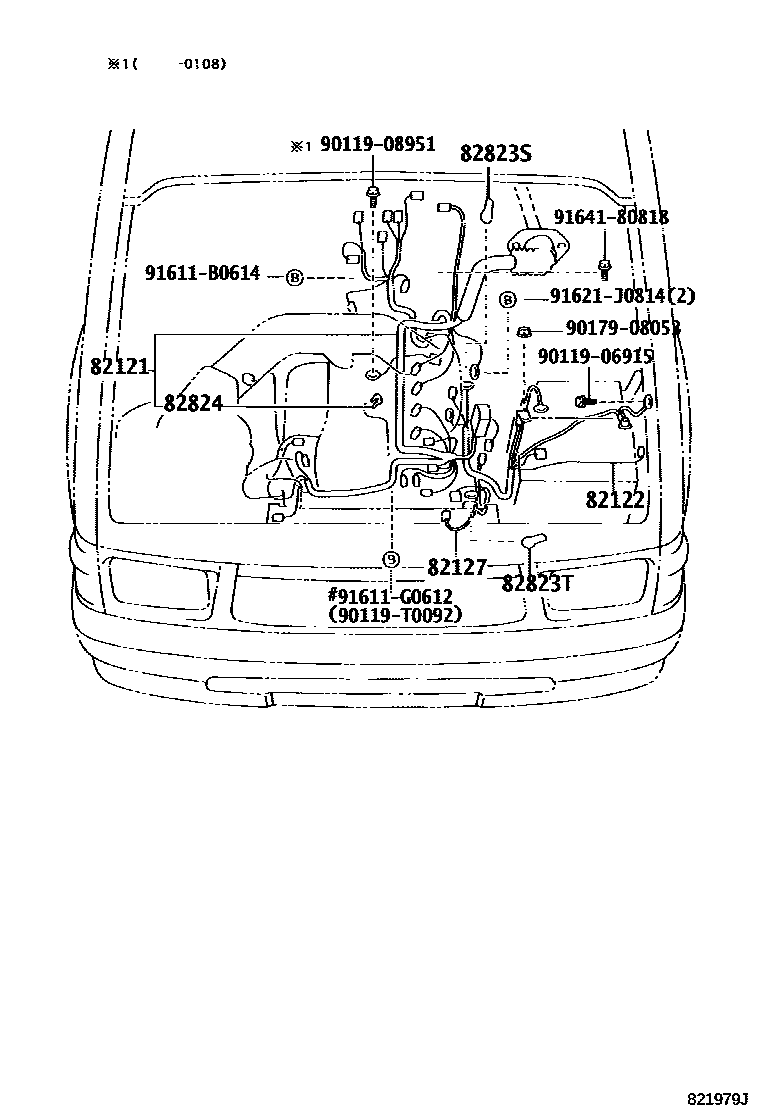 Toyota HILUX 线束和卡夹 EPC diagram — 821979J