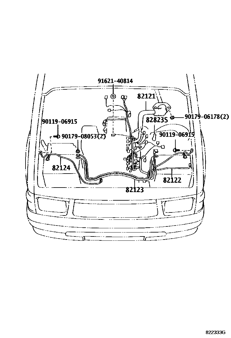 Toyota HILUX 线束和卡夹 EPC diagram — 822333G