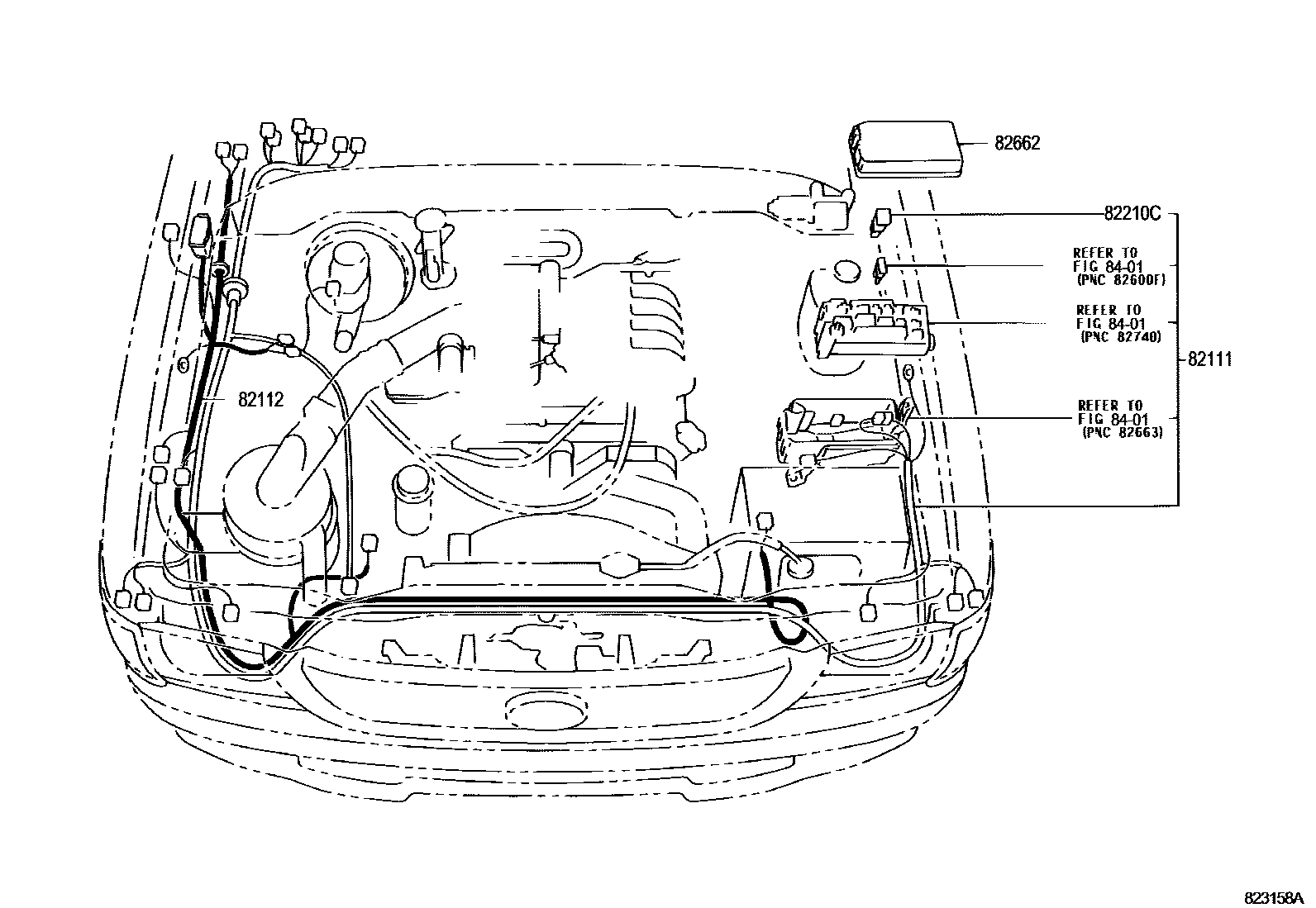 Toyota HILUX 线束和卡夹 EPC diagram — 823158A