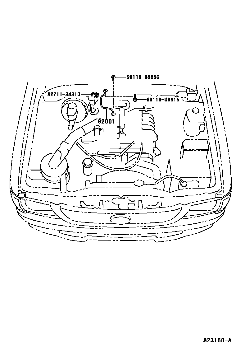 Toyota HILUX 线束和卡夹 EPC diagram — 823160A