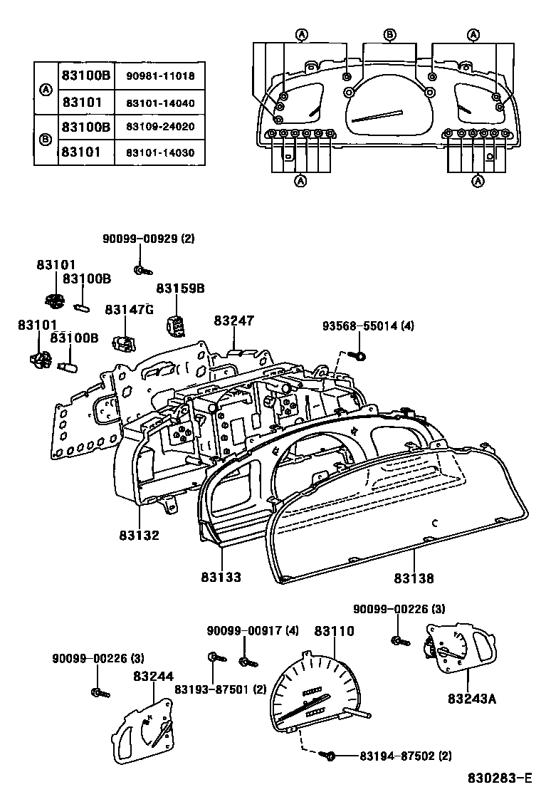 Toyota HILUX 仪表 EPC diagram — 830283E