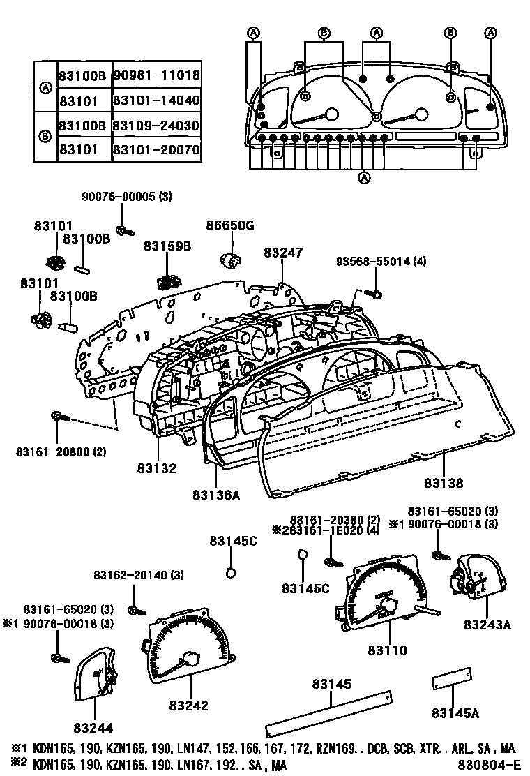 Toyota HILUX 仪表 EPC diagram — 830804E