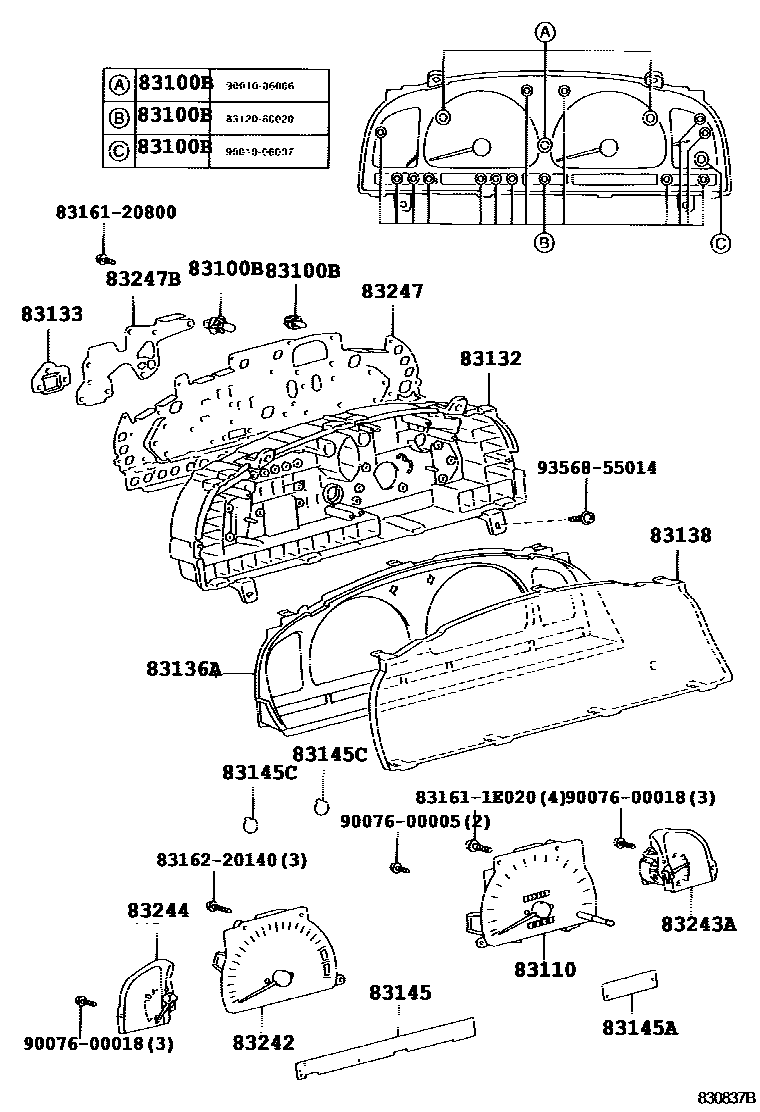 Toyota HILUX 仪表 EPC diagram — 830837B