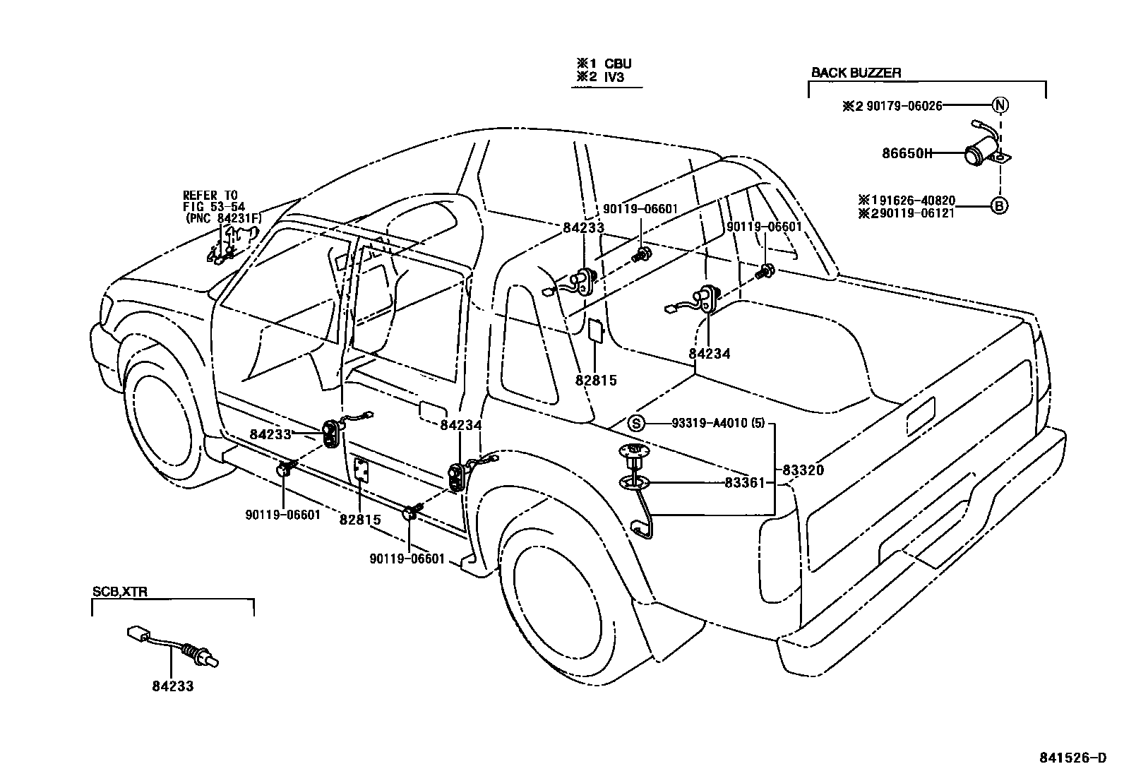 Toyota HILUX 开关和继电器和ECU EPC diagram — 841526D