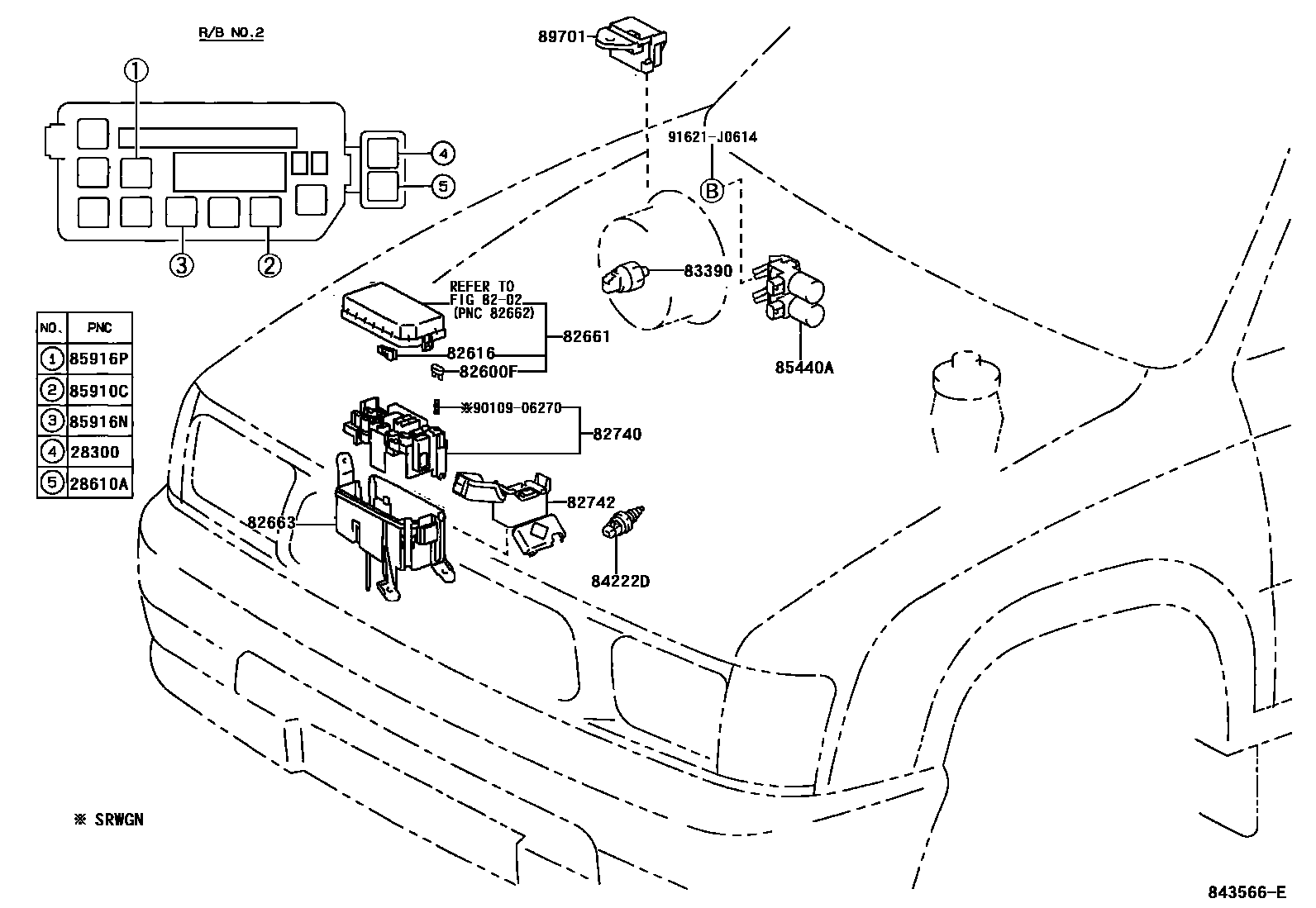 Toyota HILUX 开关和继电器和ECU EPC diagram — 843566E