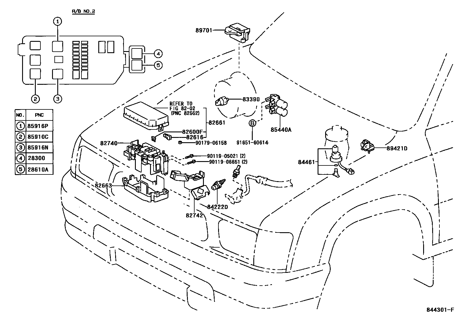 Toyota HILUX 开关和继电器和ECU EPC diagram — 844301F