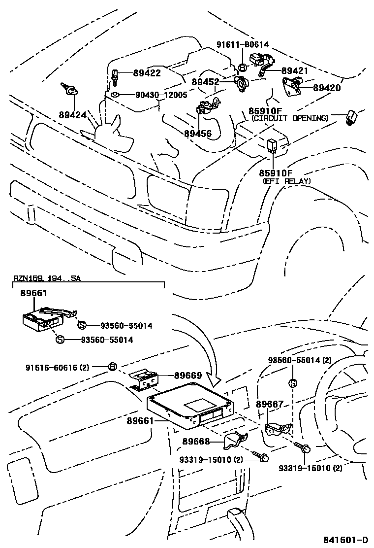 Toyota HILUX 电子燃油喷射系统 EPC diagram — 841501D