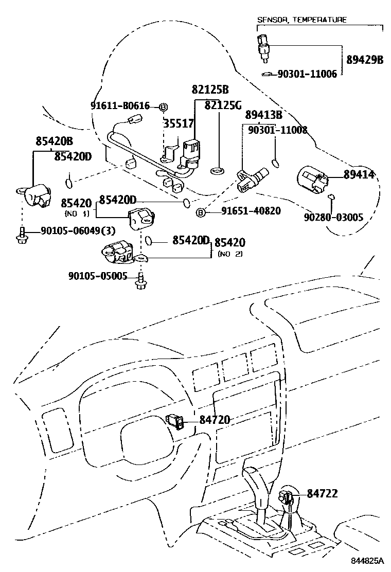 Toyota HILUX 超速档和电子控制变速器 EPC diagram — 844825A