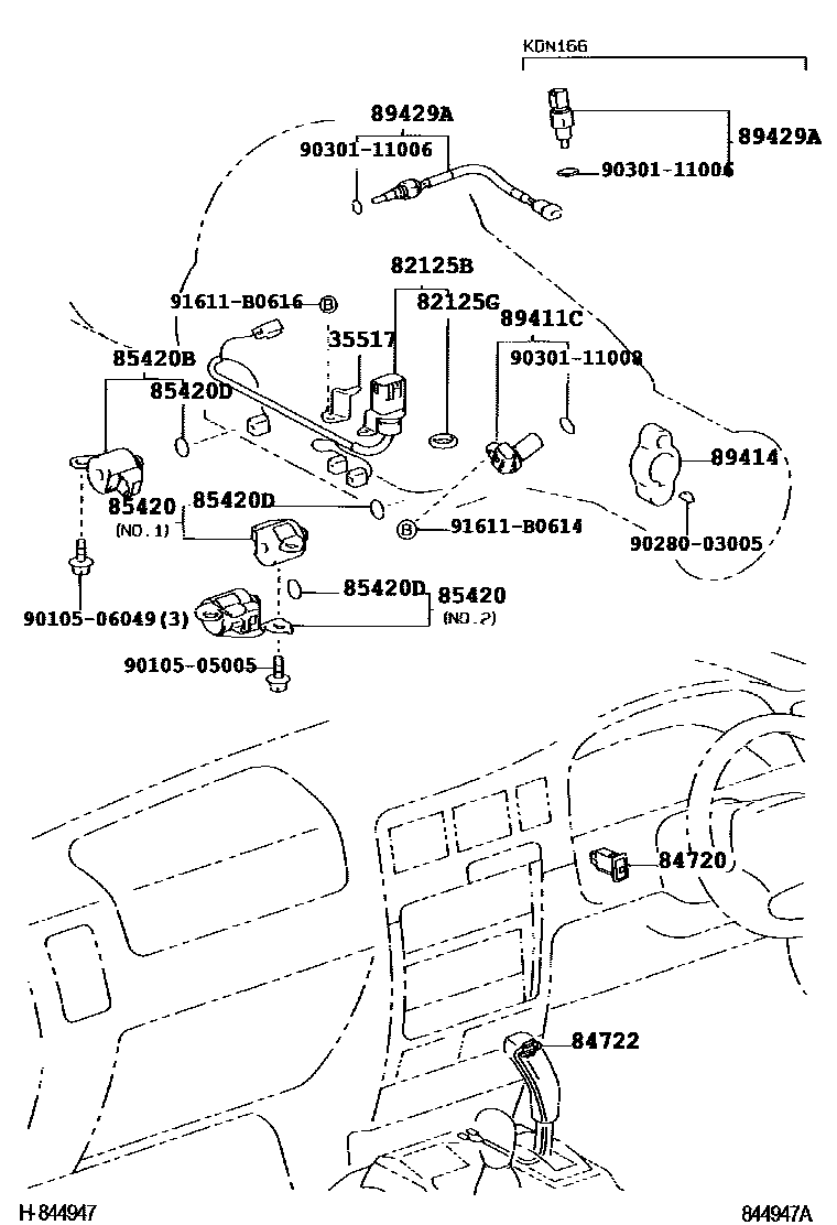 Toyota HILUX 超速档和电子控制变速器 EPC diagram — 844947A