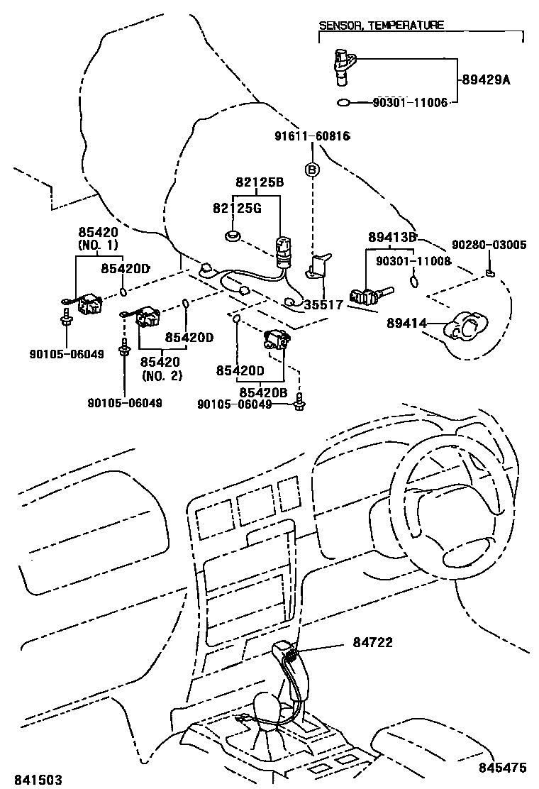 Toyota HILUX 超速档和电子控制变速器 EPC diagram — 845475