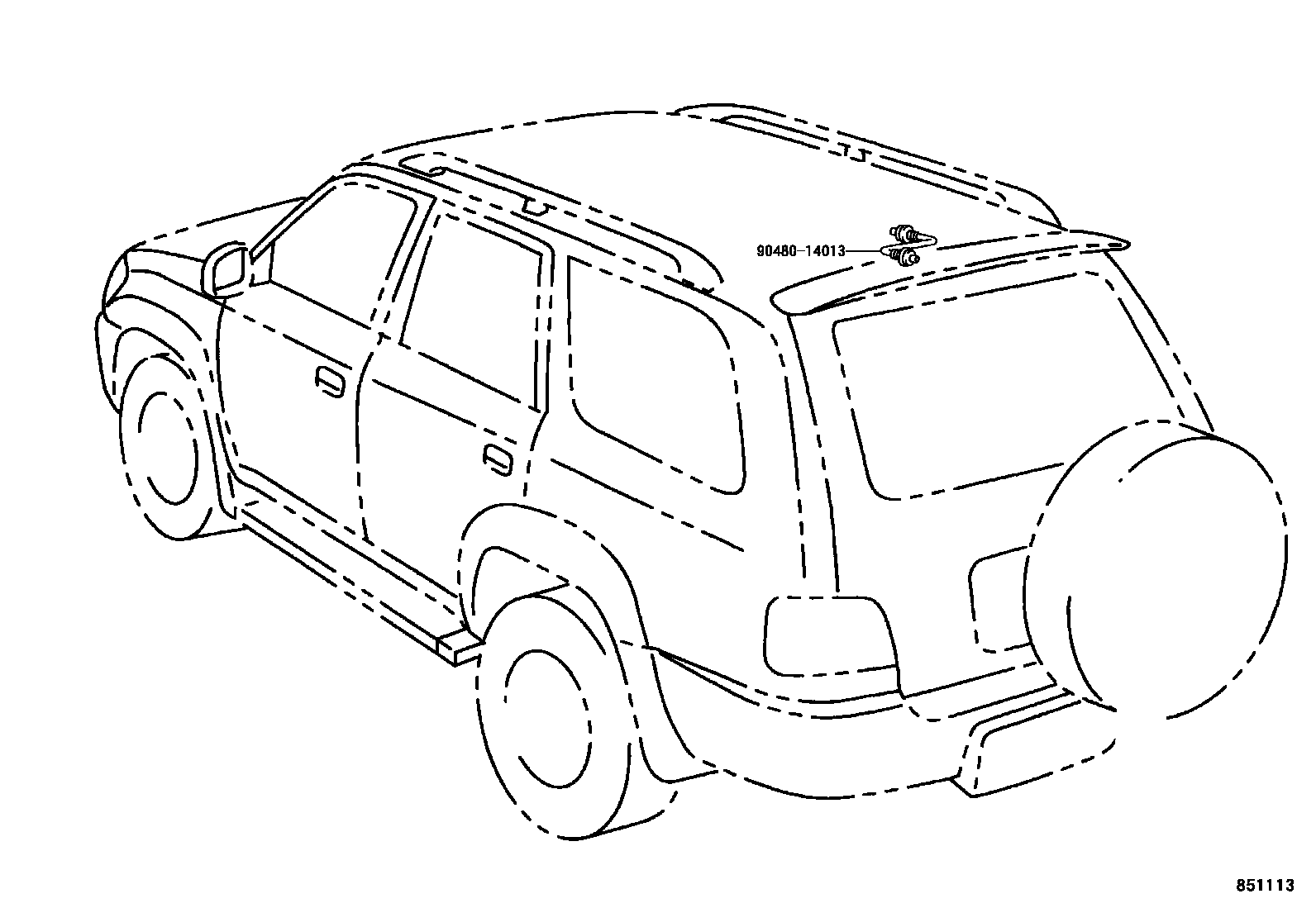 Toyota HILUX 后清洗器 EPC diagram — 851113