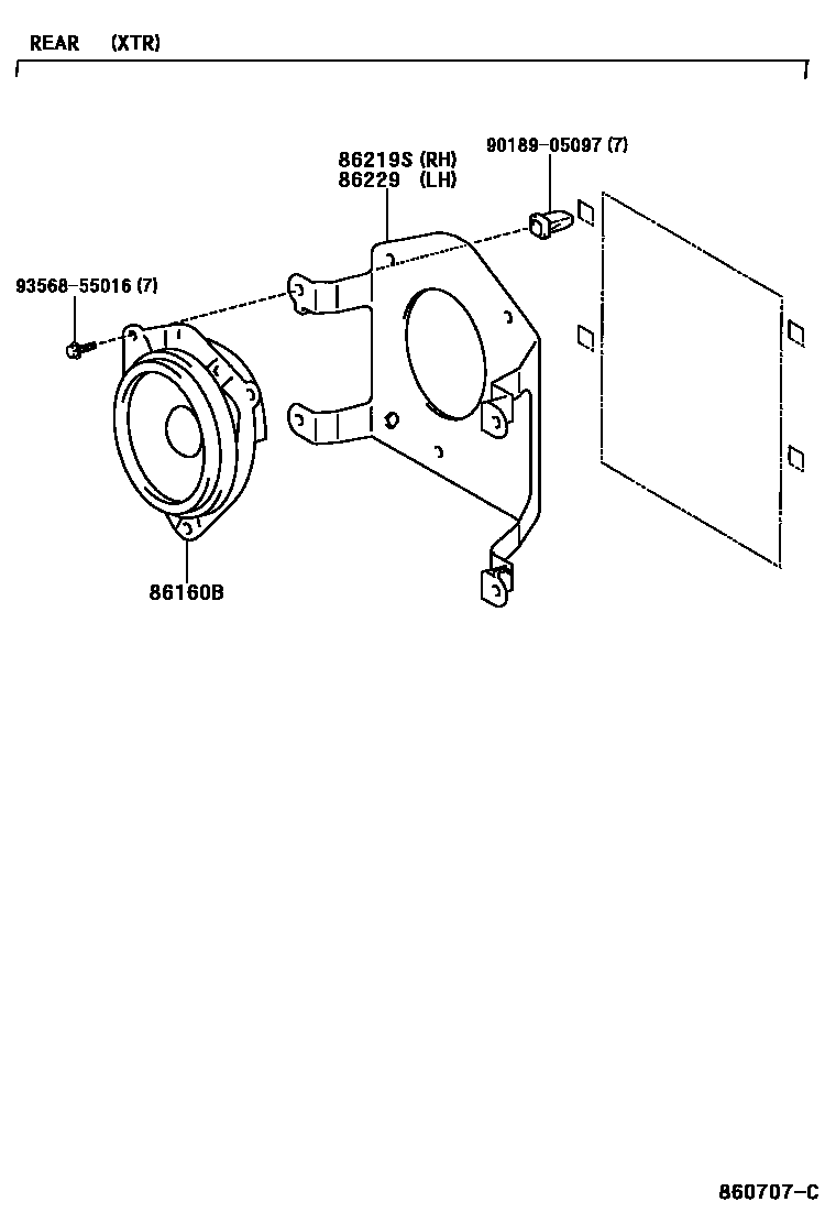 Toyota HILUX 扬声器 EPC diagram — 860707C