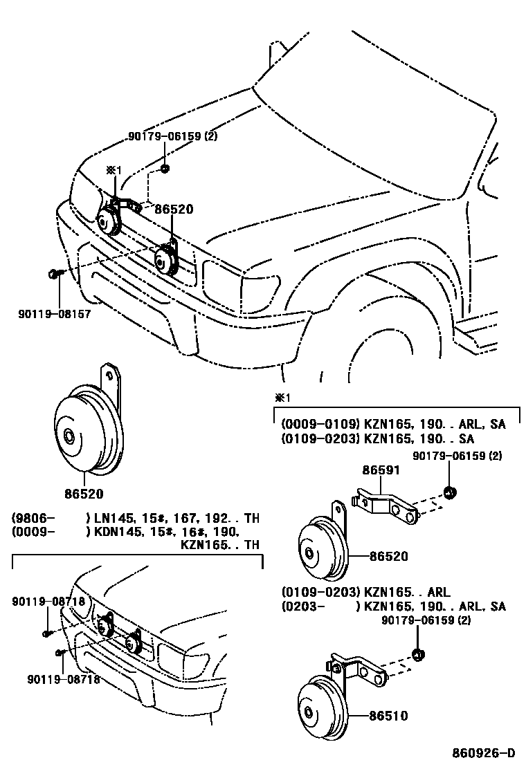 Toyota HILUX 喇叭 EPC diagram — 860926D