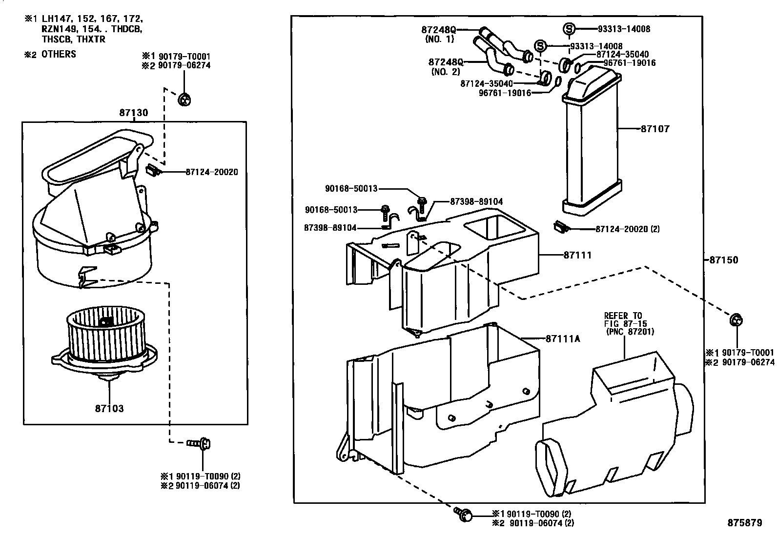 Toyota HILUX 暖风和空调系统 - 加热装置和鼓风机 EPC diagram — 875879