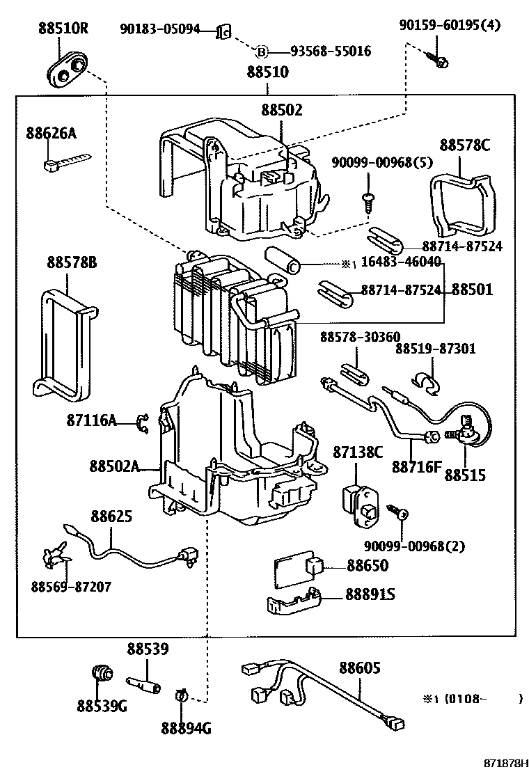 Toyota HILUX 暖风和空调系统 - 冷却器组件 EPC diagram — 871878H