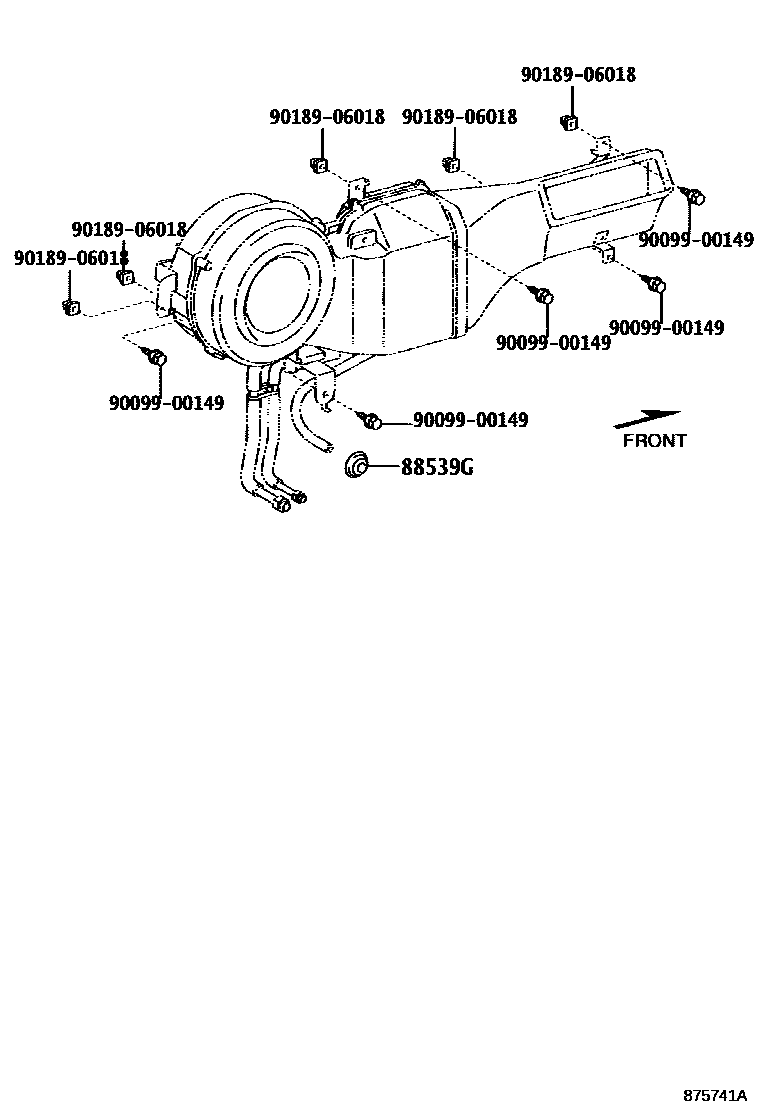 Toyota HILUX 暖风和空调系统 - 冷却器组件 EPC diagram — 875741A