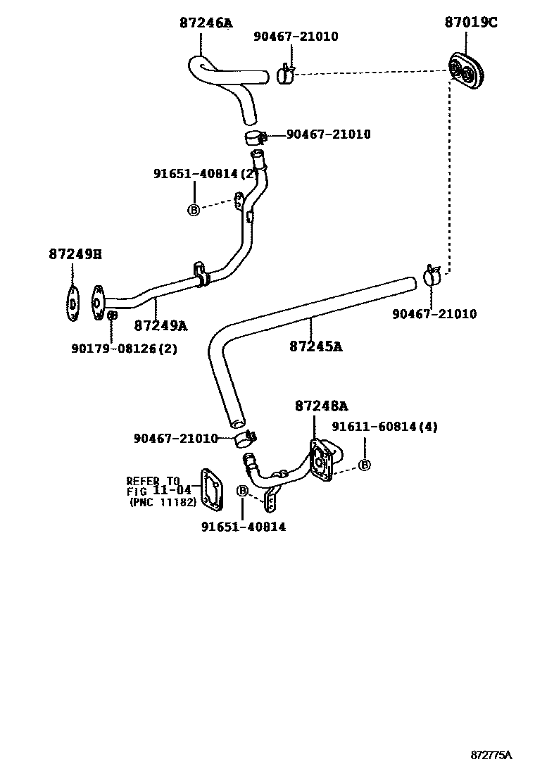 Toyota HILUX 暖风和空调系统 - 水管 EPC diagram — 872775A