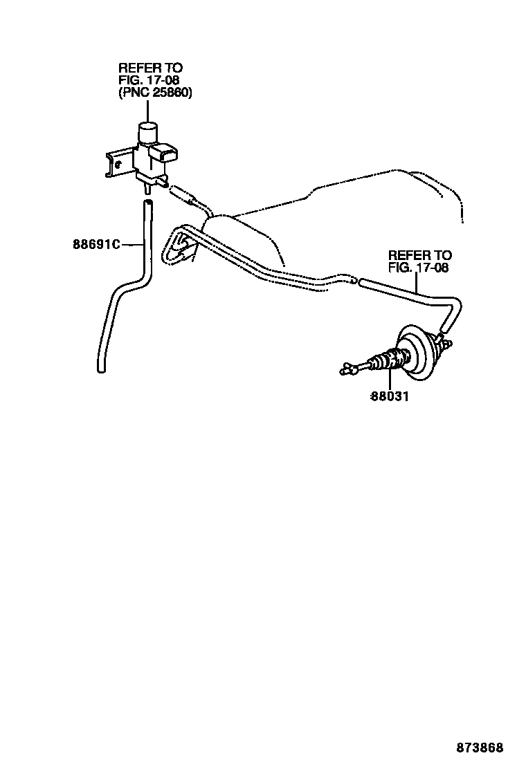 Toyota HILUX 暖风和空调系统 - 真空管 EPC diagram — 873868