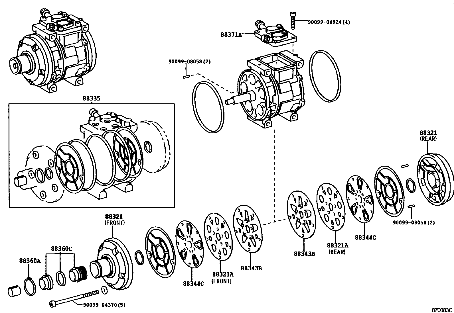 Toyota HILUX Heating & Air Conditioning - Compressor EPC diagram — 870083C