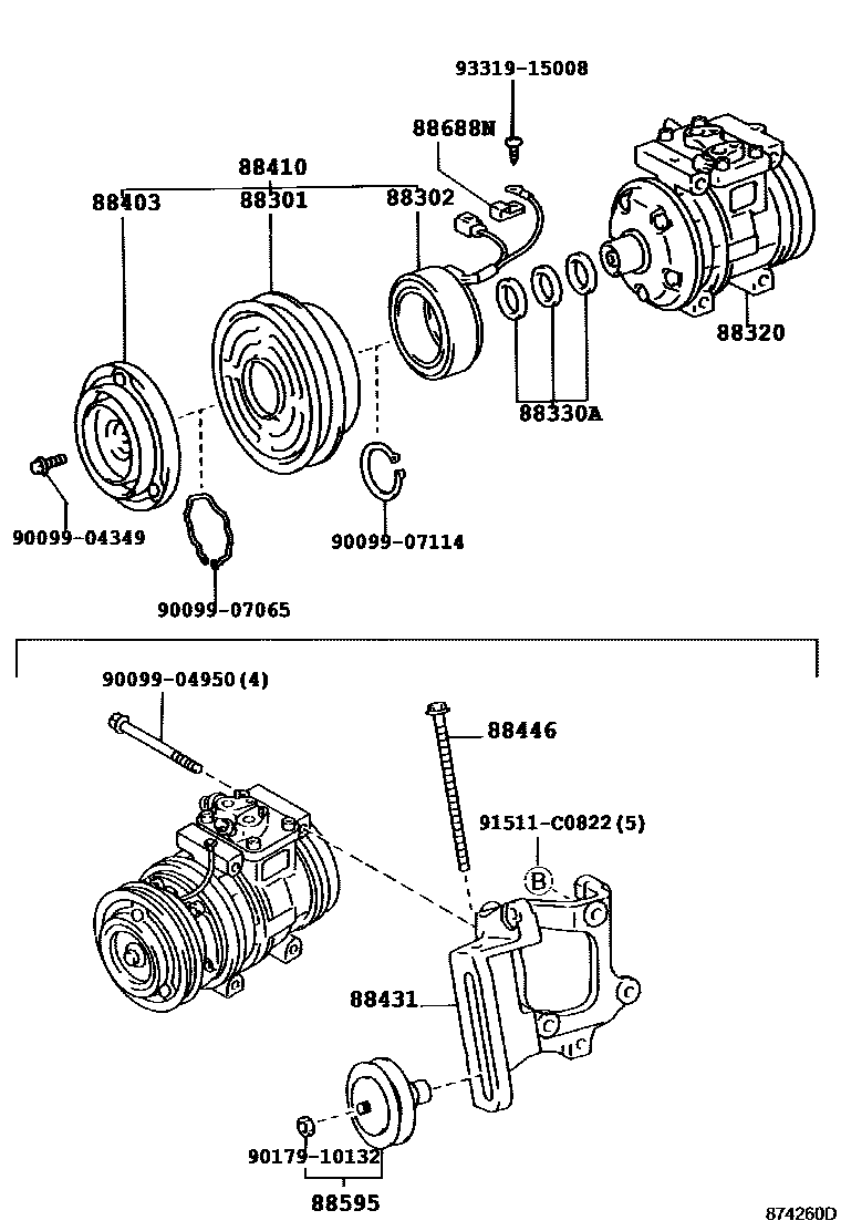 Toyota HILUX Heating & Air Conditioning - Compressor EPC diagram — 874260D