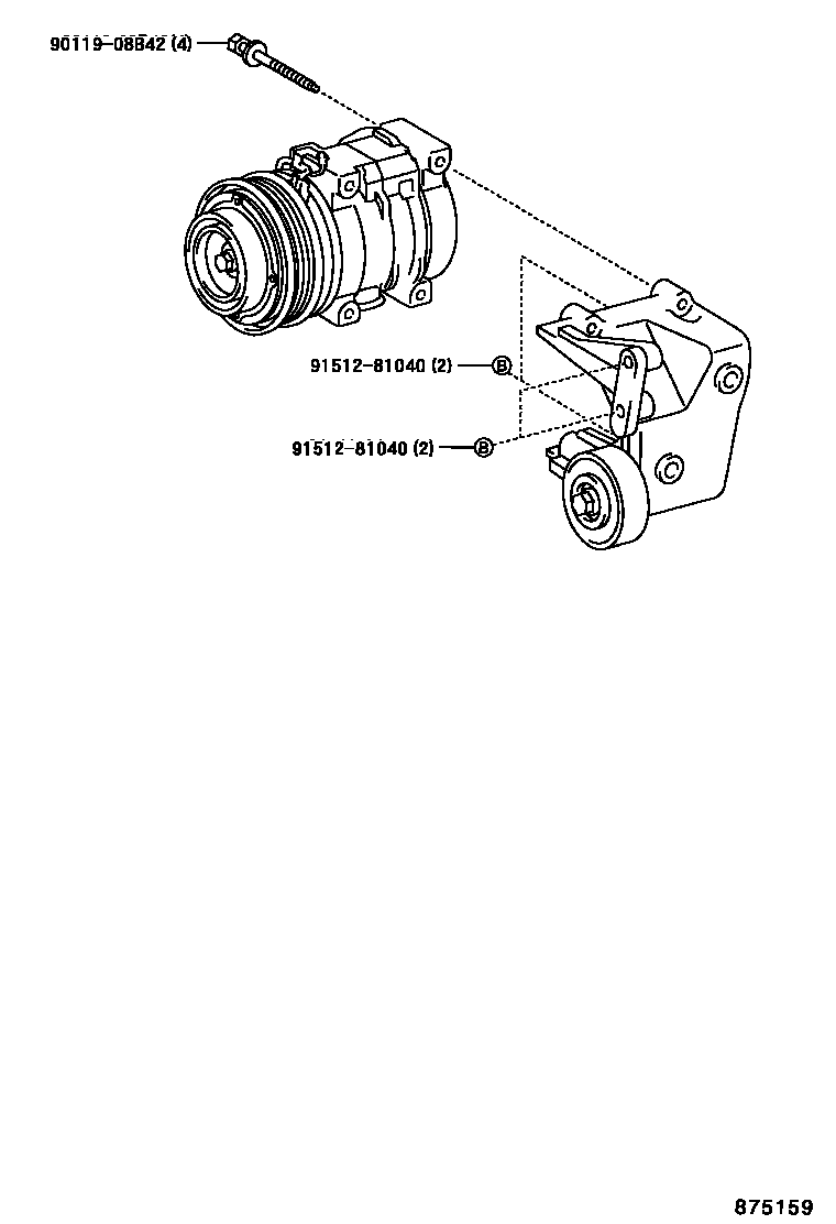Toyota HILUX Heating & Air Conditioning - Compressor EPC diagram — 875159
