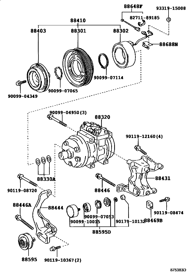 Toyota HILUX Heating & Air Conditioning - Compressor EPC diagram — 875383D
