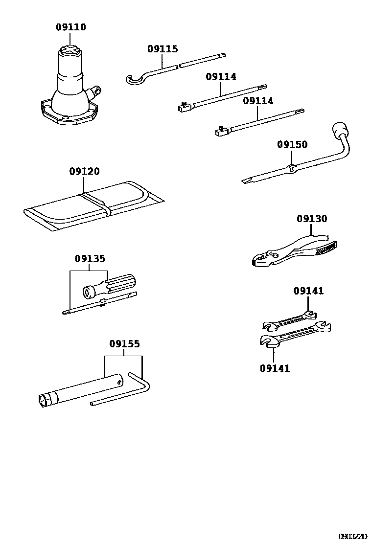 Toyota HILUX Standard Tools EPC diagram — 090322D