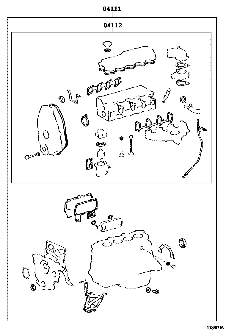 Toyota HILUX Engine Overhaul Gasket Kit EPC diagram — 113699A