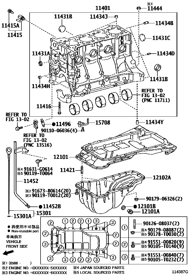 Toyota HILUX Cylinder Block EPC diagram — 114387G