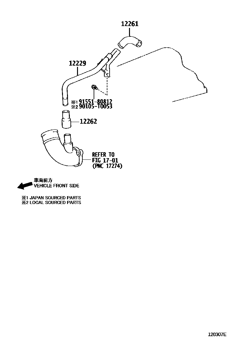 Toyota HILUX Ventilation Hose EPC diagram — 120307E
