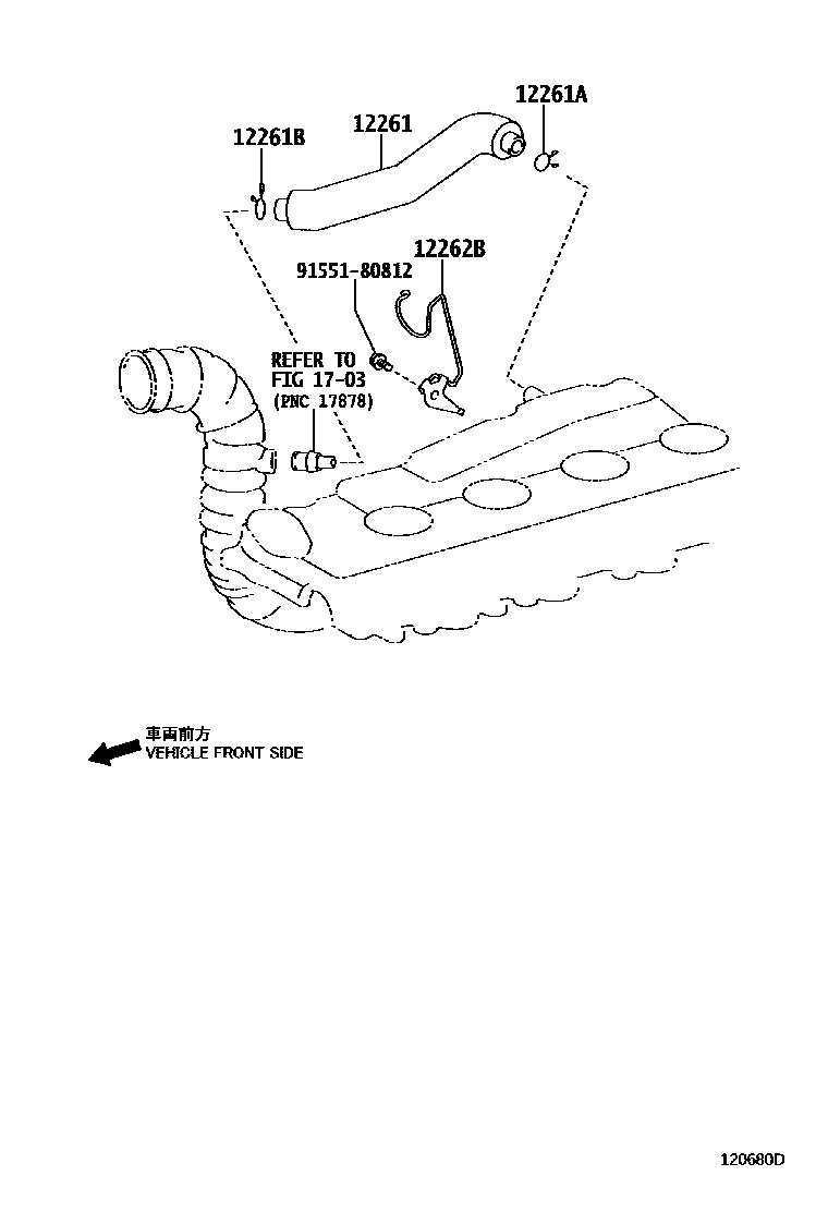 Toyota HILUX Ventilation Hose EPC diagram — 120680D