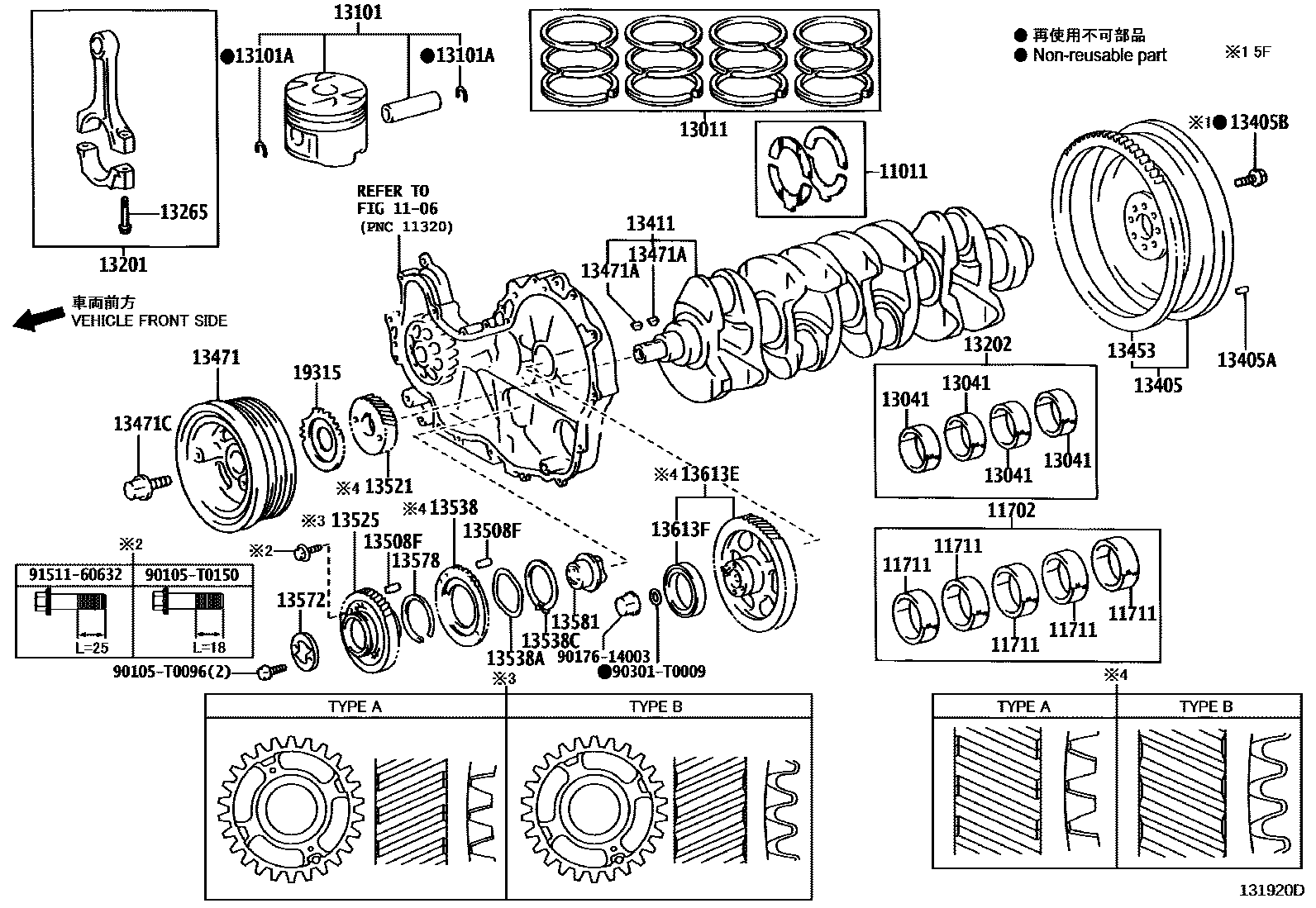 Toyota HILUX Crankshaft & Piston EPC diagram — 131920D