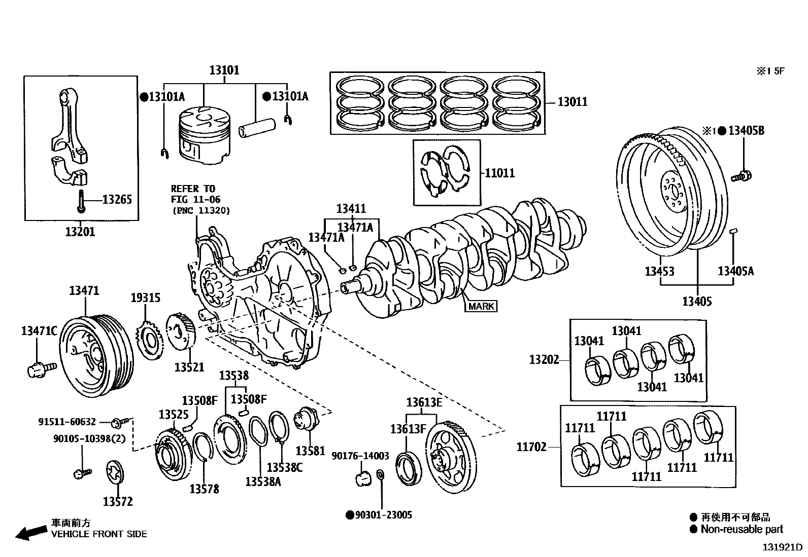 Toyota HILUX Crankshaft & Piston EPC diagram — 131921D