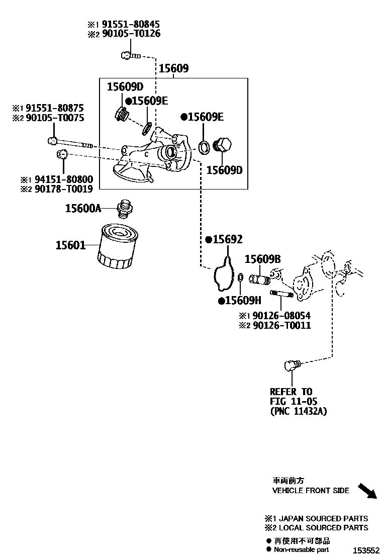 Toyota HILUX Oil Filter EPC diagram — 153552