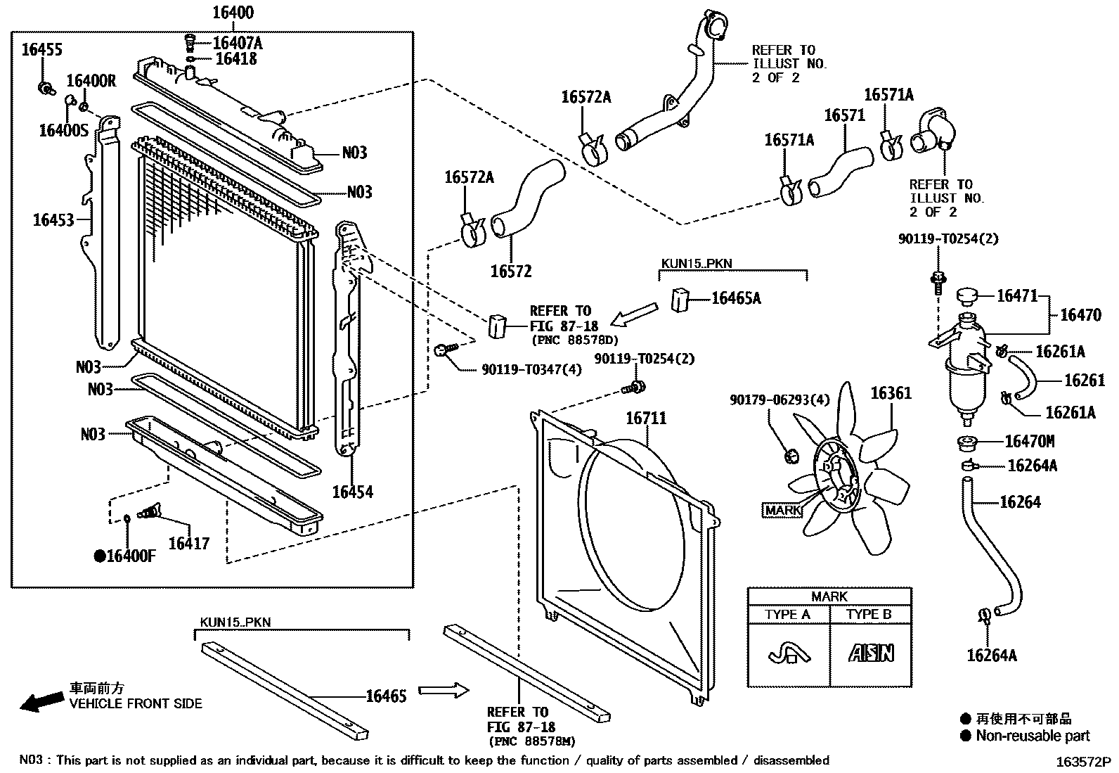 Toyota HILUX RADIATOR & WATER OUTLET EPC diagram — 163572P