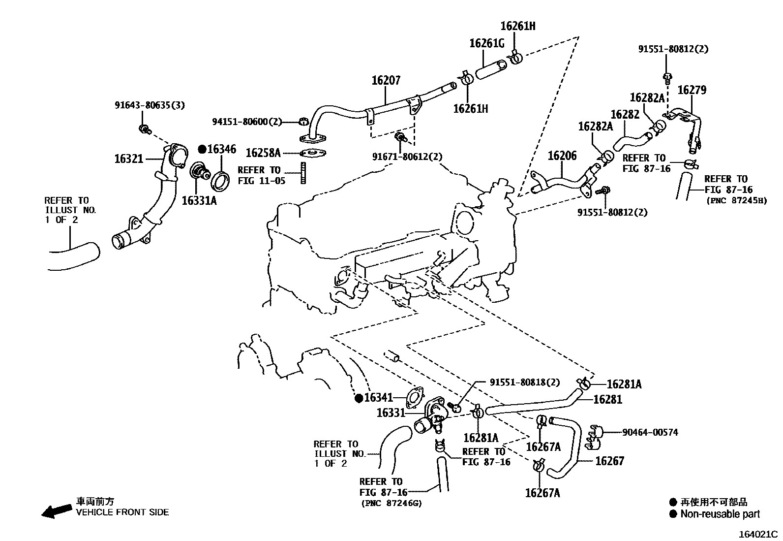 Toyota HILUX RADIATOR & WATER OUTLET EPC diagram — 164021C