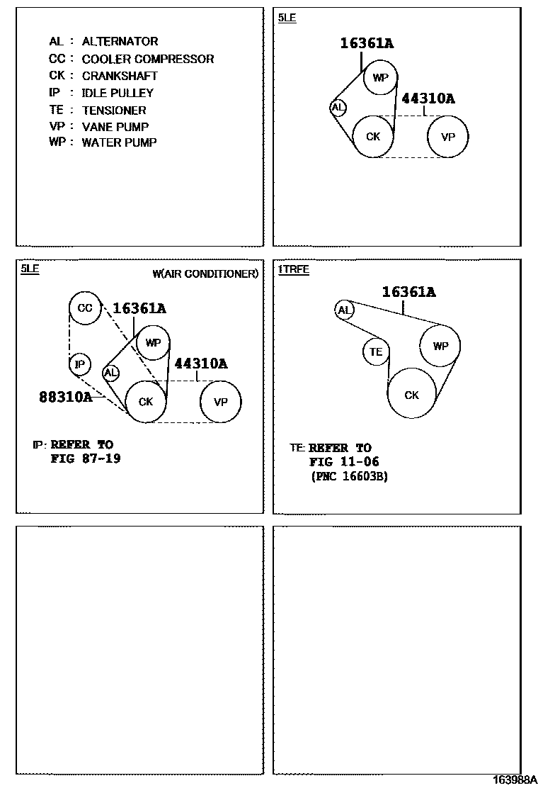 Toyota HILUX V-Belt EPC diagram — 163988A