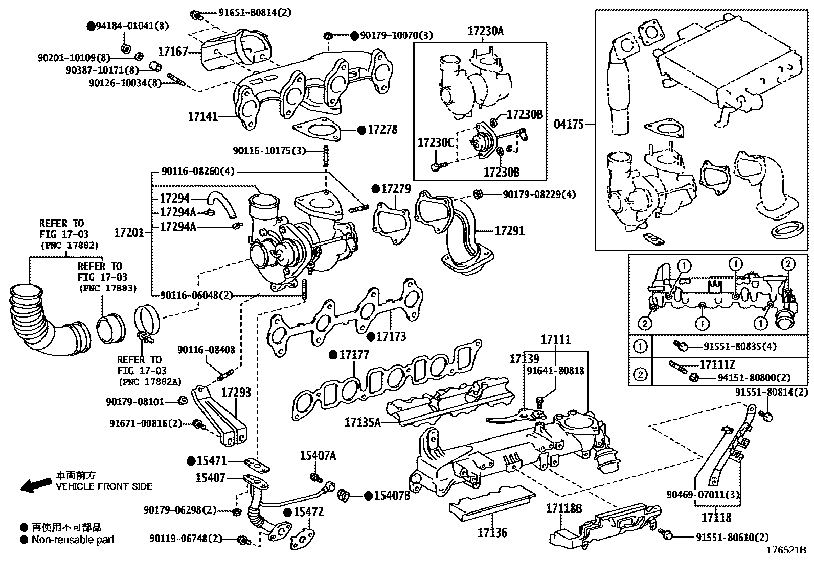 Toyota HILUX Manifold EPC diagram — 176521B