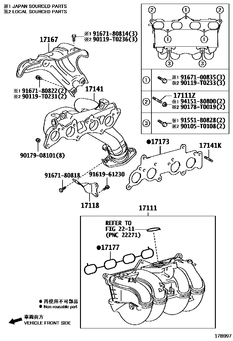 Toyota HILUX Manifold EPC diagram — 17B997