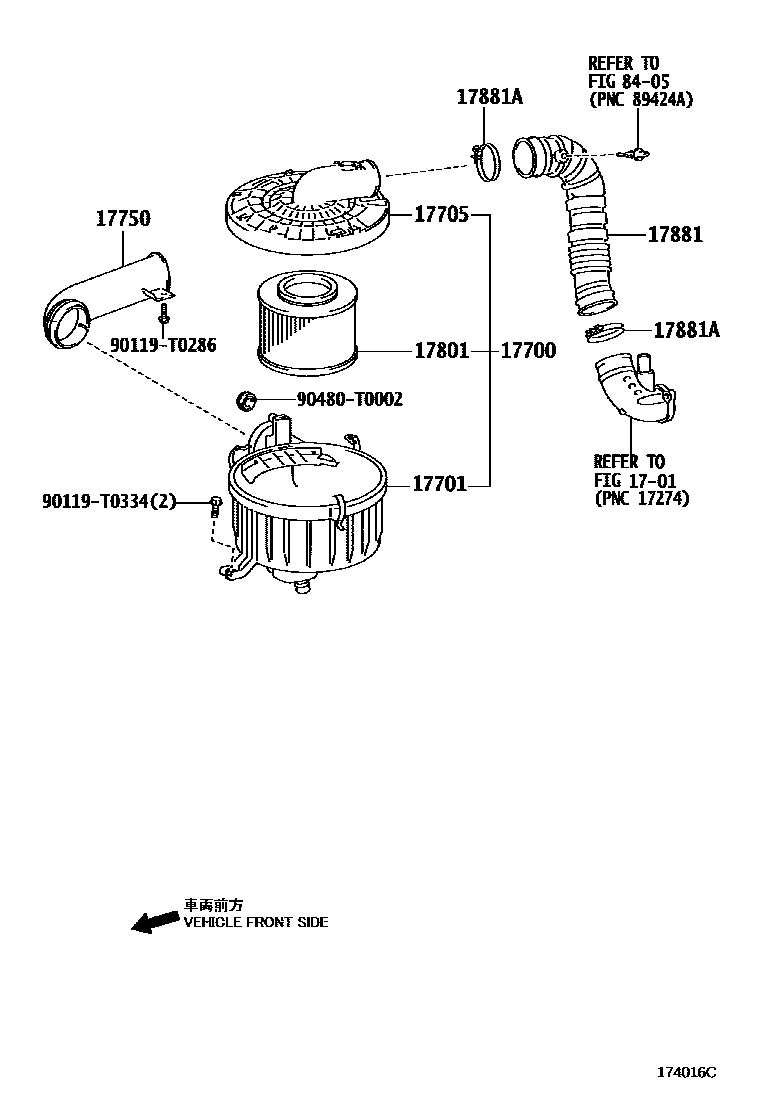 Toyota HILUX Air Cleaner EPC diagram — 174016C