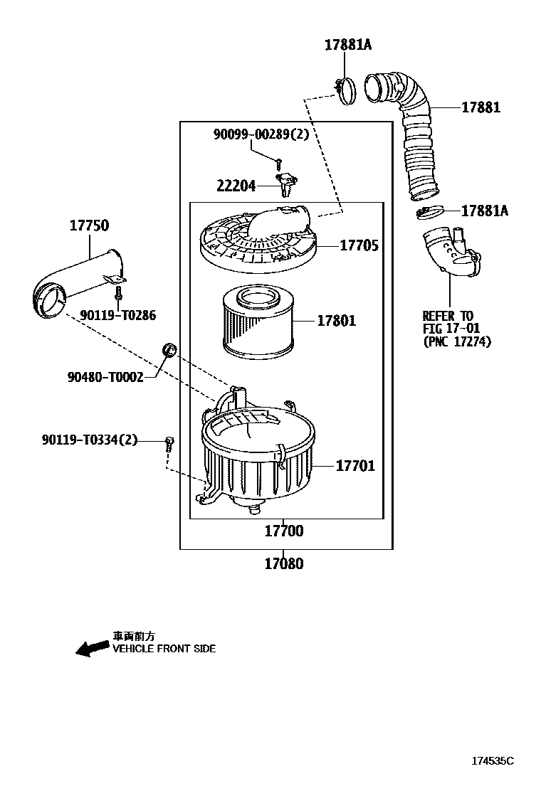 Toyota HILUX Air Cleaner EPC diagram — 174535C