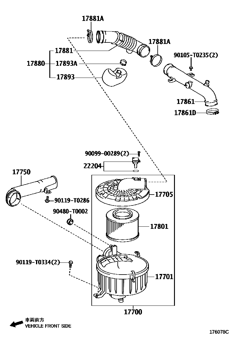 Toyota HILUX Air Cleaner EPC diagram — 176078C