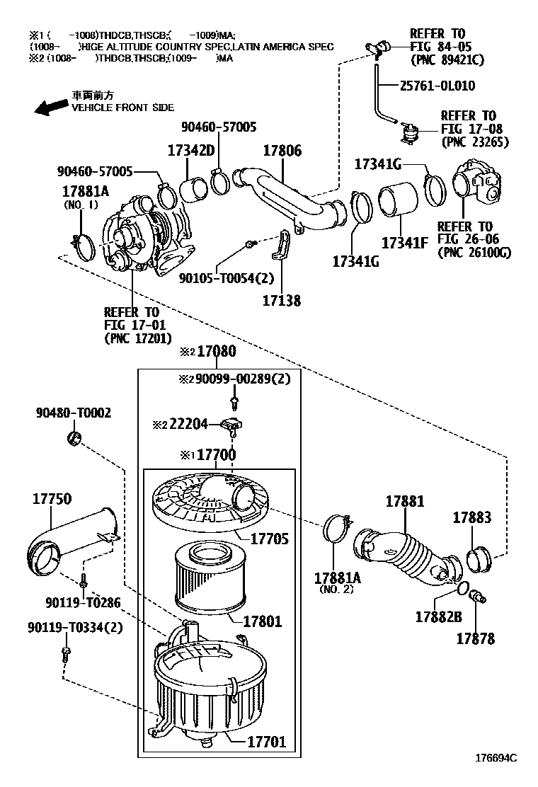 Toyota HILUX Air Cleaner EPC diagram — 176694C