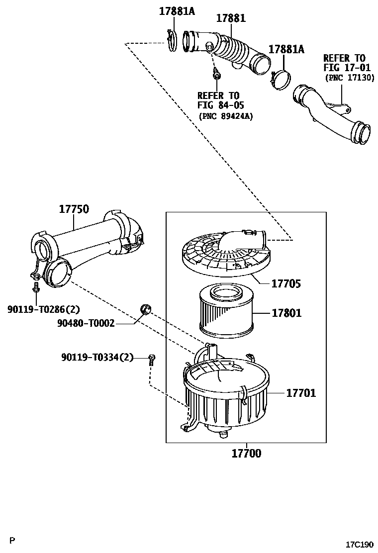 Toyota HILUX Air Cleaner EPC diagram — 17C190