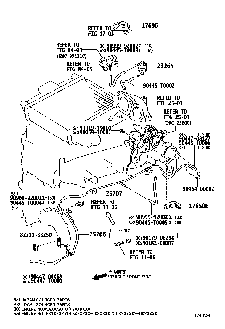 Toyota HILUX vacuum tube EPC diagram — 174019I