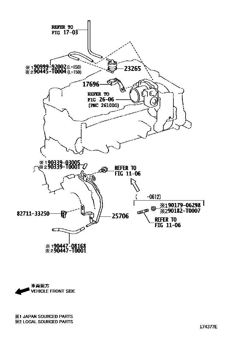 Toyota HILUX vacuum tube EPC diagram — 174377E