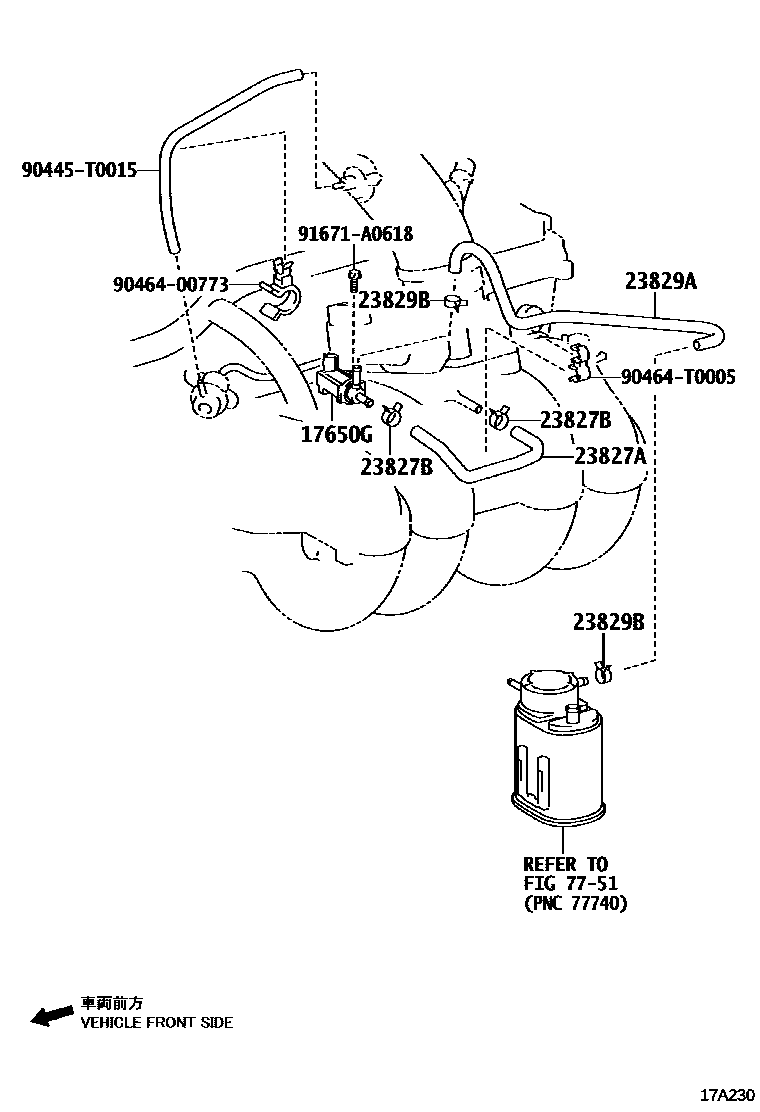 Toyota HILUX vacuum tube EPC diagram — 17A230