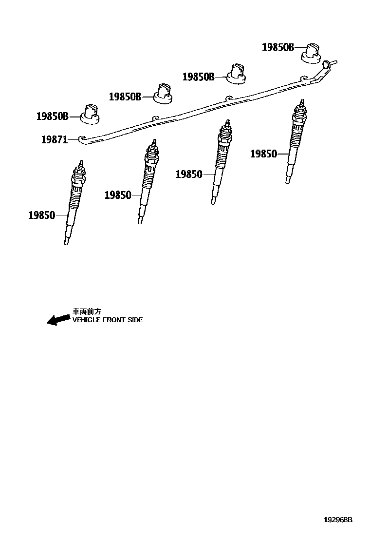 Toyota HILUX 点火线圈和火花塞 /电热塞 EPC diagram — 192968B
