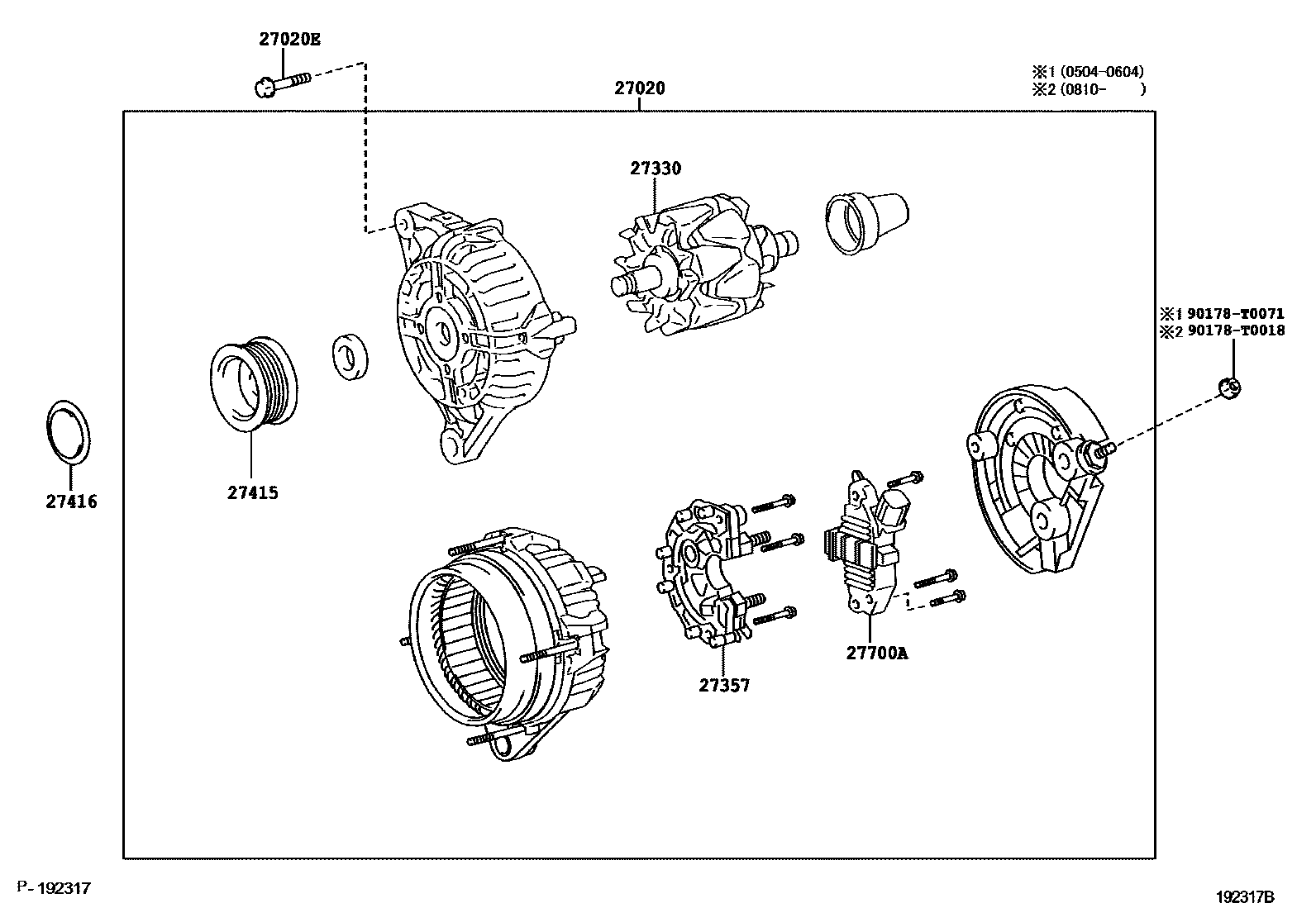 Toyota HILUX Alternator EPC diagram — 192317B