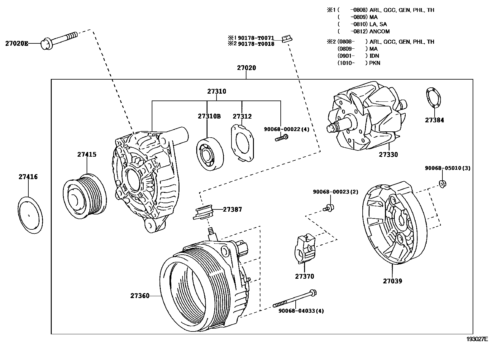 Toyota HILUX Alternator EPC diagram — 193027E